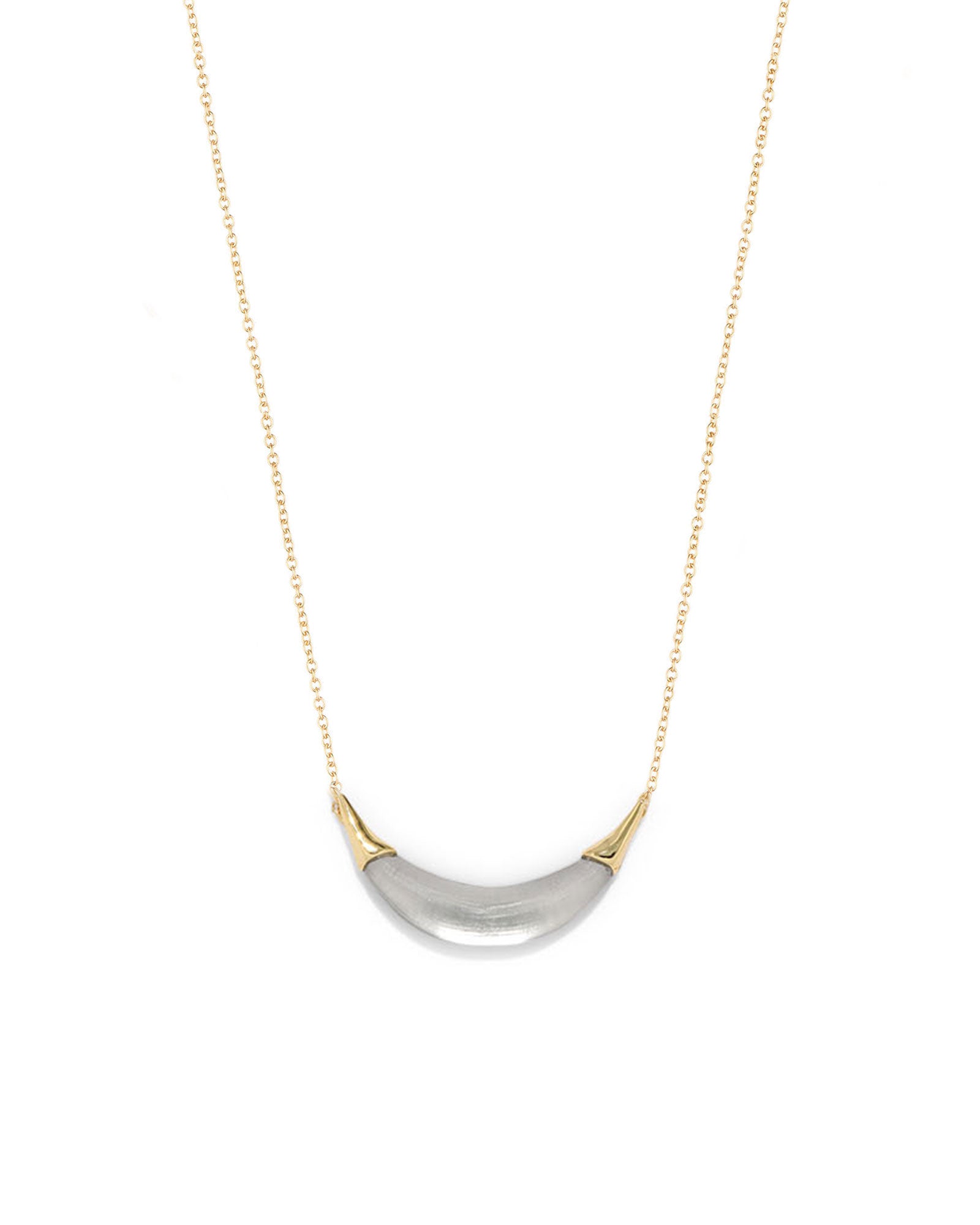 Alexis Bittar-Gold Capped Crescent Lucite Necklace-Necklaces-14k Gold Plated, Pewter Lucite-Blue Ruby Jewellery-Vancouver Canada
