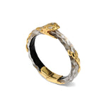 Serpent Hinge Bangle 14k Gold Plated, Desert Lucite