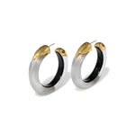 Alexis Bittar-Luminous Lucite Gold Dipped Hoop Earrings-Earrings-14k Gold Plated, Pewter Lucite-Blue Ruby Jewellery-Vancouver Canada
