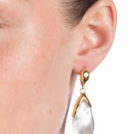 Alexis Bittar-Luminous Lucite Petal Leverback Earrings-Earrings-14k Gold Plated, Pewter Lucite-Blue Ruby Jewellery-Vancouver Canada