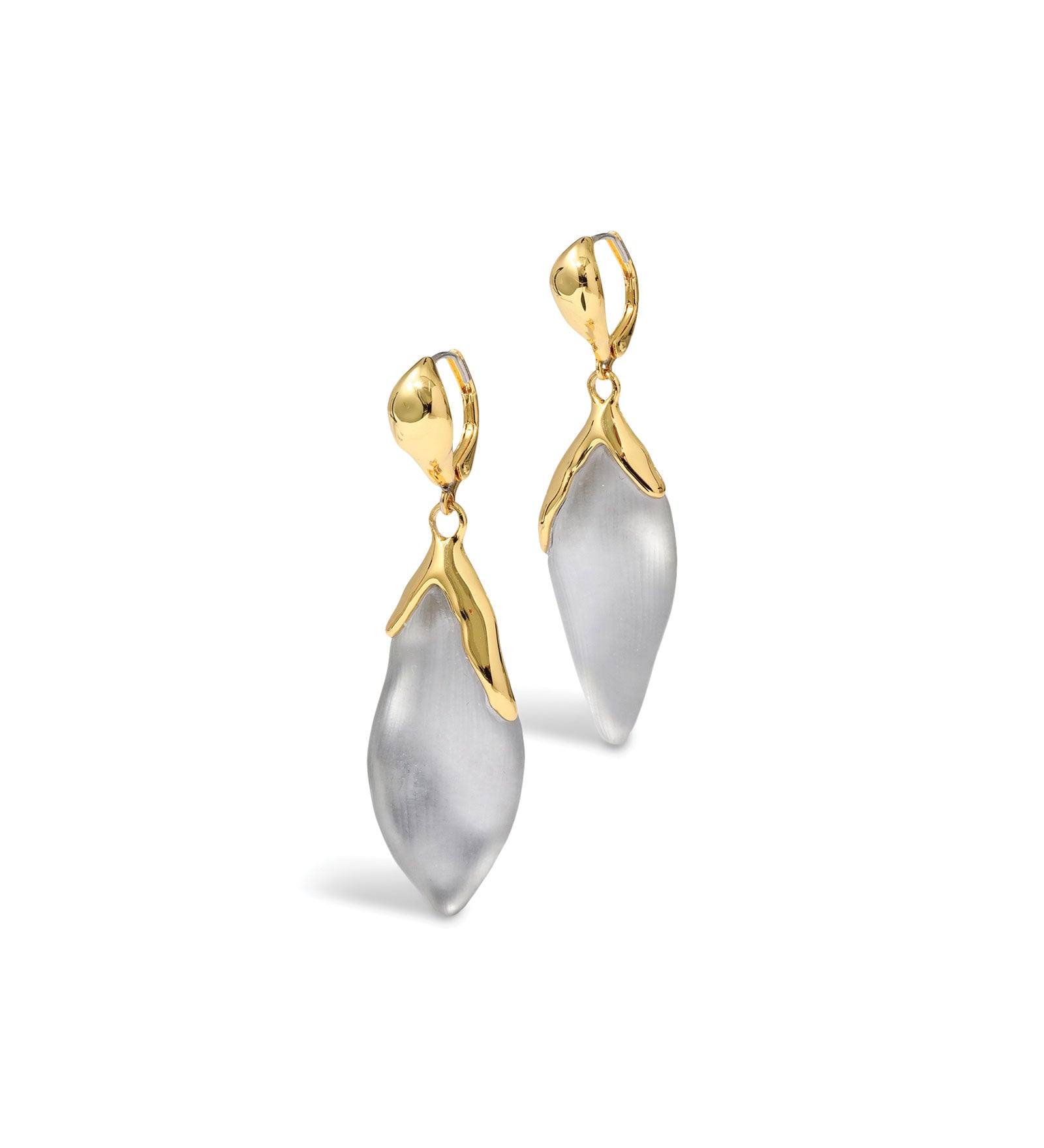 Alexis Bittar-Luminous Lucite Petal Leverback Earrings-Earrings-14k Gold Plated, Pewter Lucite-Blue Ruby Jewellery-Vancouver Canada