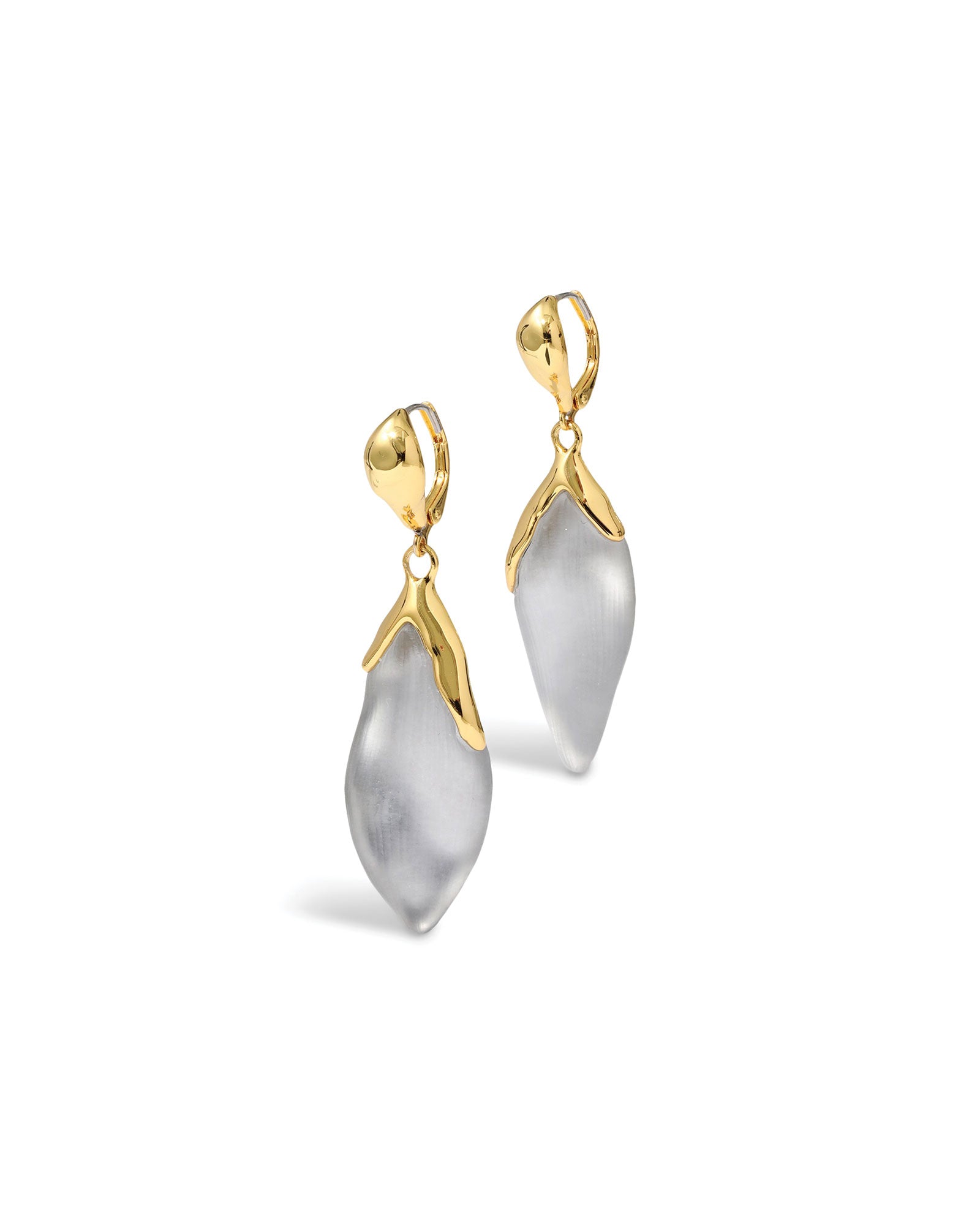 Alexis Bittar-Luminous Lucite Petal Leverback Earrings-Earrings-14k Gold Plated, Pewter Lucite-Blue Ruby Jewellery-Vancouver Canada