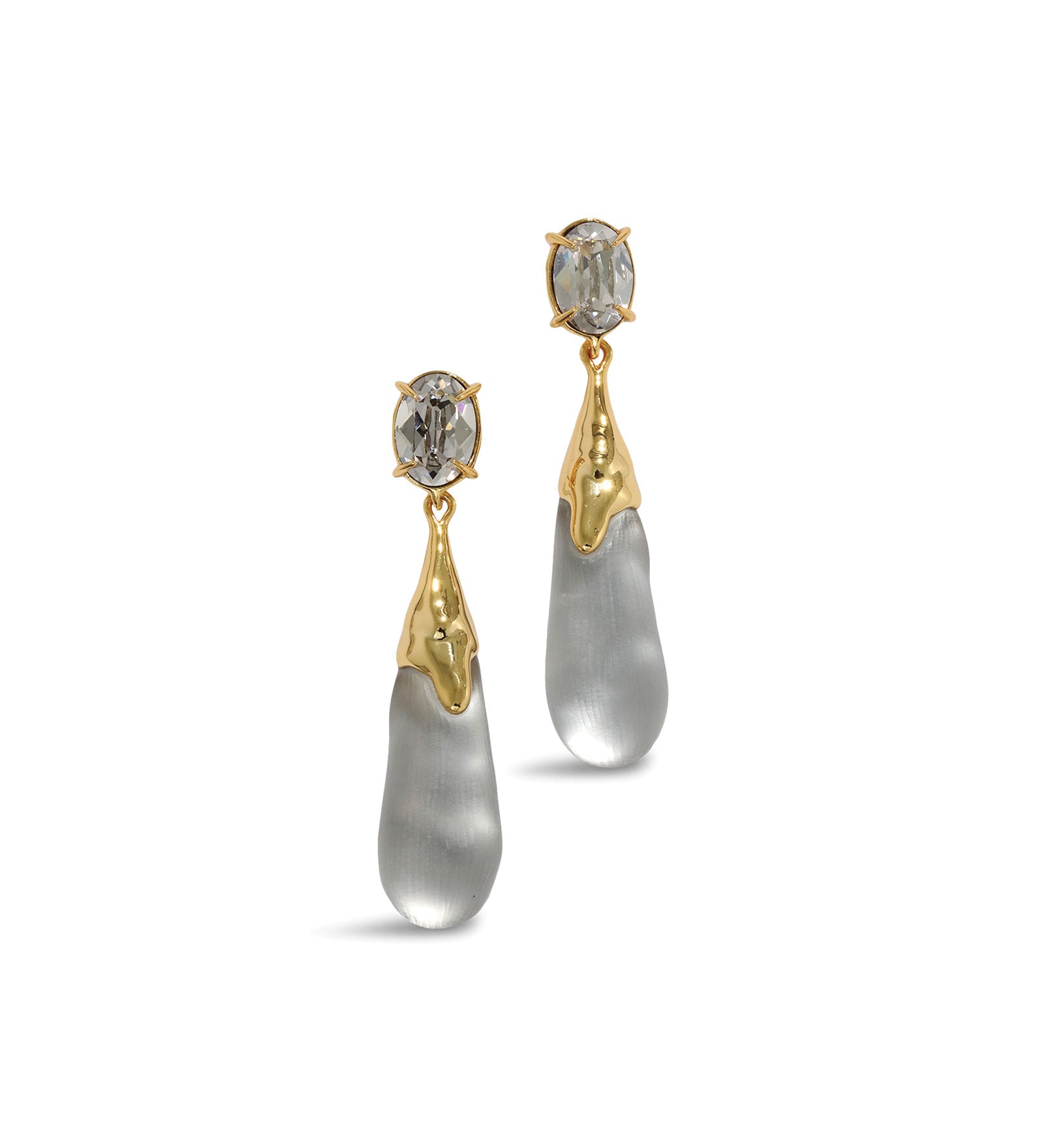Alexis Bittar-BonBon Crystal Small Teardrop Earrings-Earrings-14k Gold Plated, Pewter Lucite-Blue Ruby Jewellery-Vancouver Canada