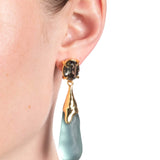 Alexis Bittar-BonBon Crystal Small Teardrop Earrings-Earrings-14k Gold Plated, Teal Lucite-Blue Ruby Jewellery-Vancouver Canada