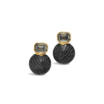 Madera Lucite Disc 
Post Earrings 14k Gold Plated, Black Lucite