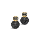 Madera Lucite Disc 
Post Earrings 14k Gold Plated, Black Lucite
