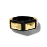 Luminous Lucite Armor
Hinge Bracelet 14k Gold Plated, Onyx Lucite