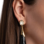 BonBon Crystal Small
Teardrop Earrings 14k Gold Plated, Onyx Lucite