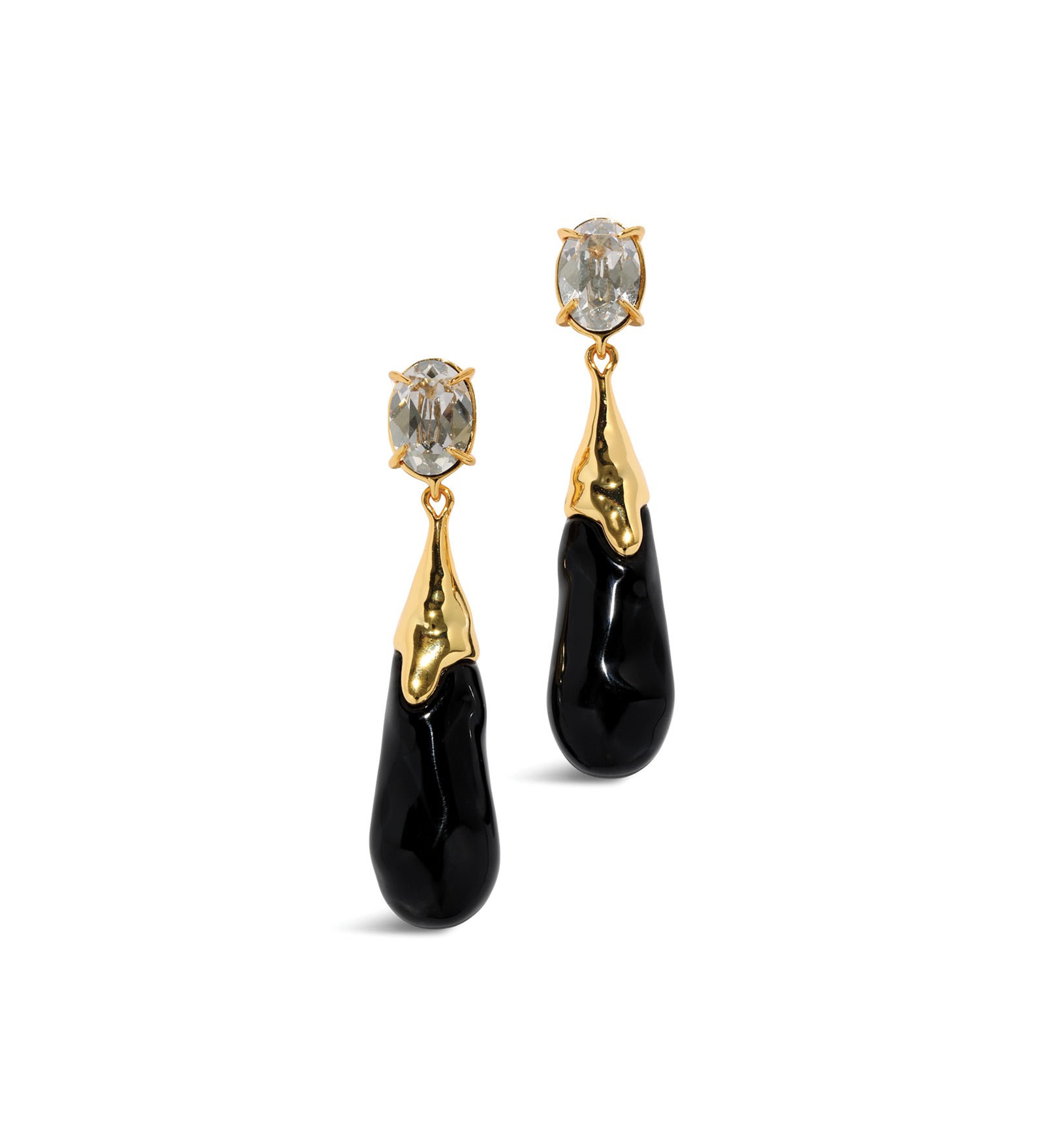 BonBon Crystal Small
Teardrop Earrings 14k Gold Plated, Onyx Lucite