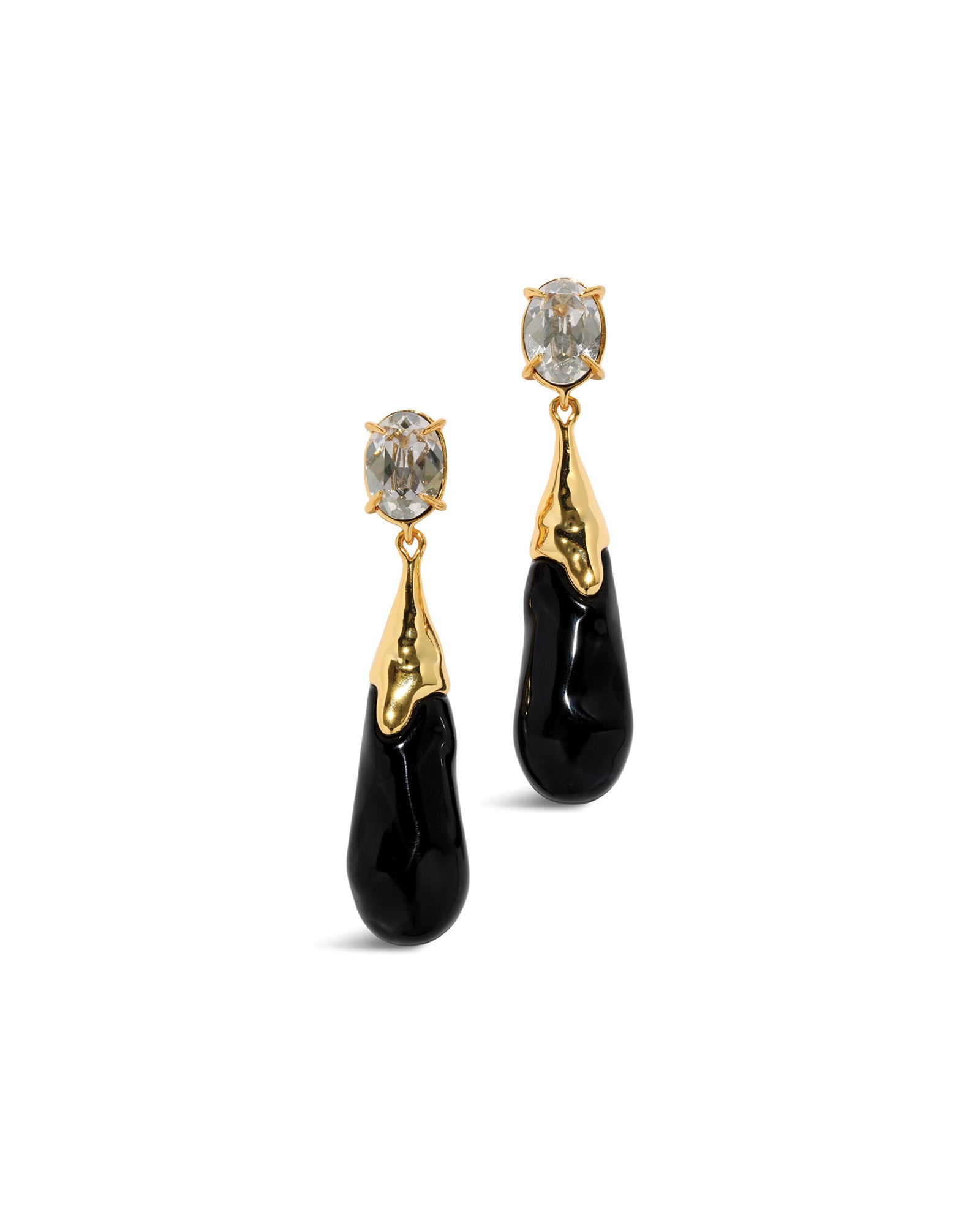 BonBon Crystal Small
Teardrop Earrings 14k Gold Plated, Onyx Lucite