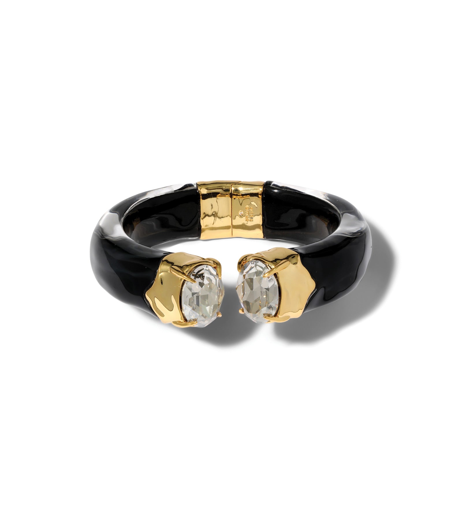 BonBon Crystal Lucite
Hinge Bracelet 14k Gold Plated, Onyx Lucite