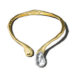 Liquid Lucite Sprout Collar 14k Gold Plated, Clear Lucite