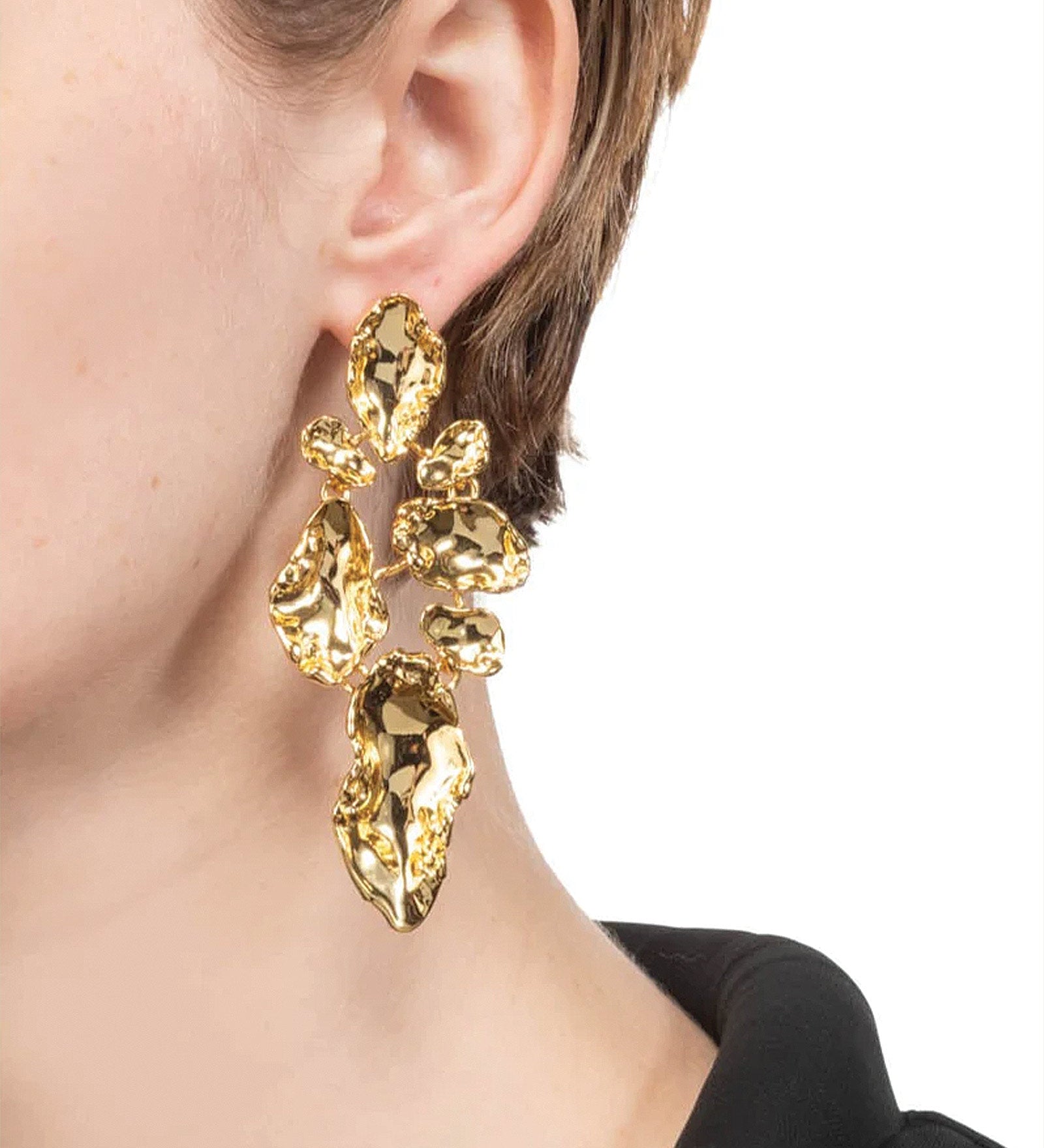 Brut Gold Mosaic Earring 14k Gold Plated