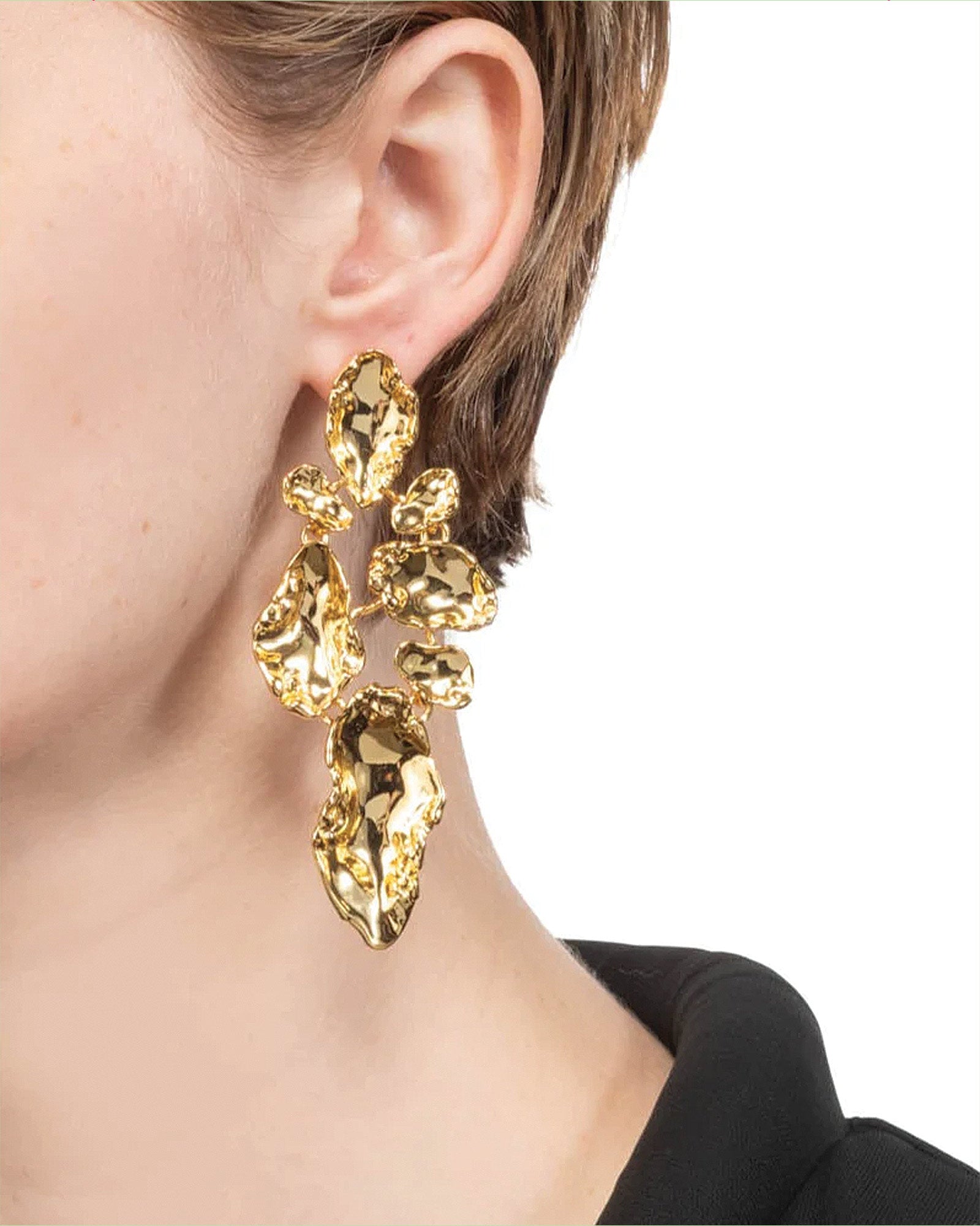 Brut Gold Mosaic Earring 14k Gold Plated