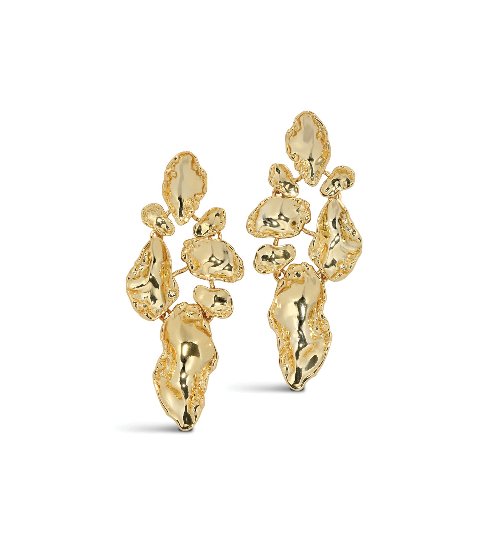 Brut Gold Mosaic Earring 14k Gold Plated