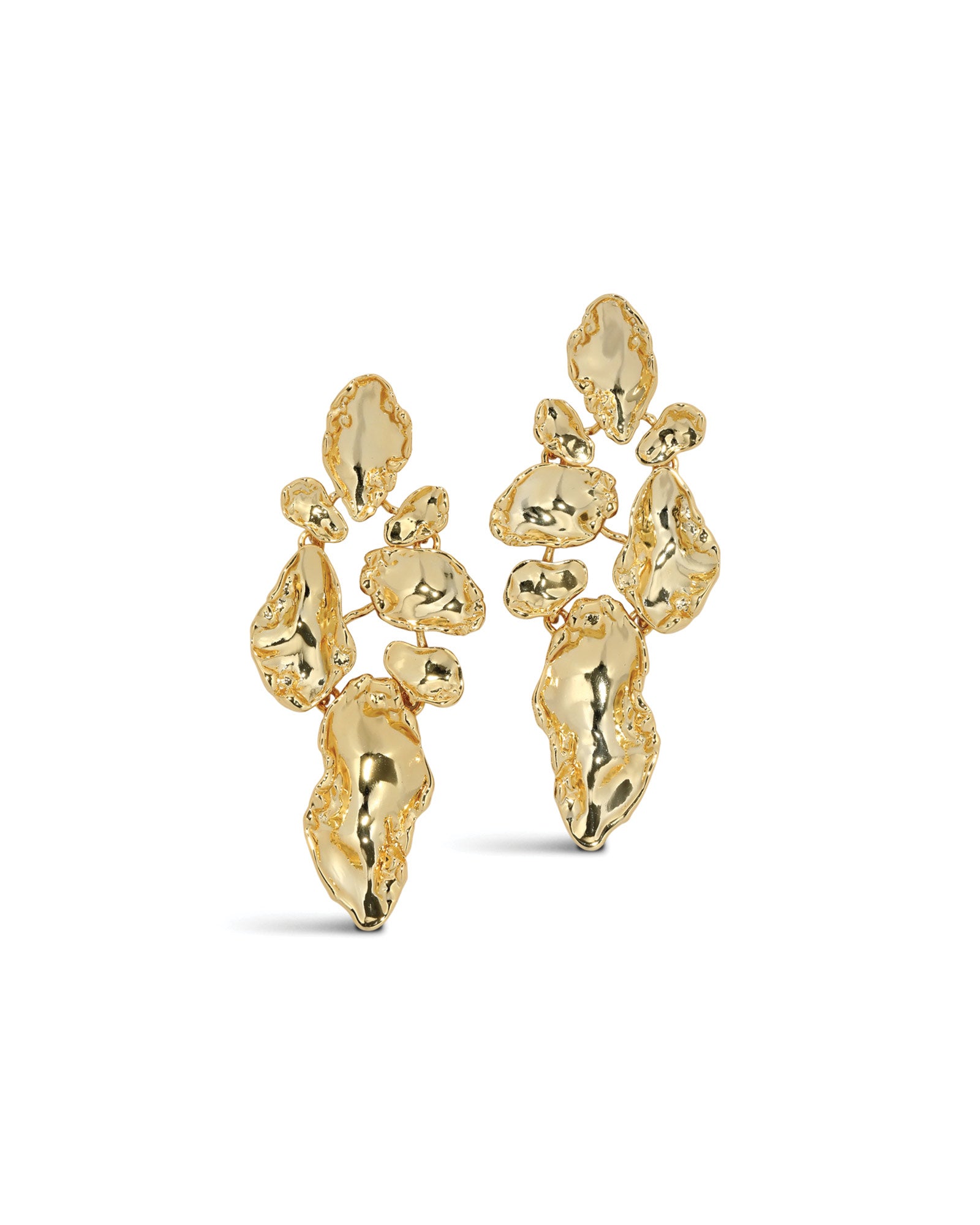 Brut Gold Mosaic Earring 14k Gold Plated