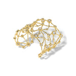 Asterales Gold Cz Celestial Wide Cuff 14k Gold Plated, Cubic Zirconia