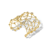Asterales Gold Cz Celestial Wide Cuff 14k Gold Plated, Cubic Zirconia