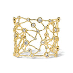 Asterales Gold Cz Celestial Wide Cuff 14k Gold Plated, Cubic Zirconia