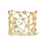 Asterales Gold Cz Celestial Wide Cuff 14k Gold Plated, Cubic Zirconia