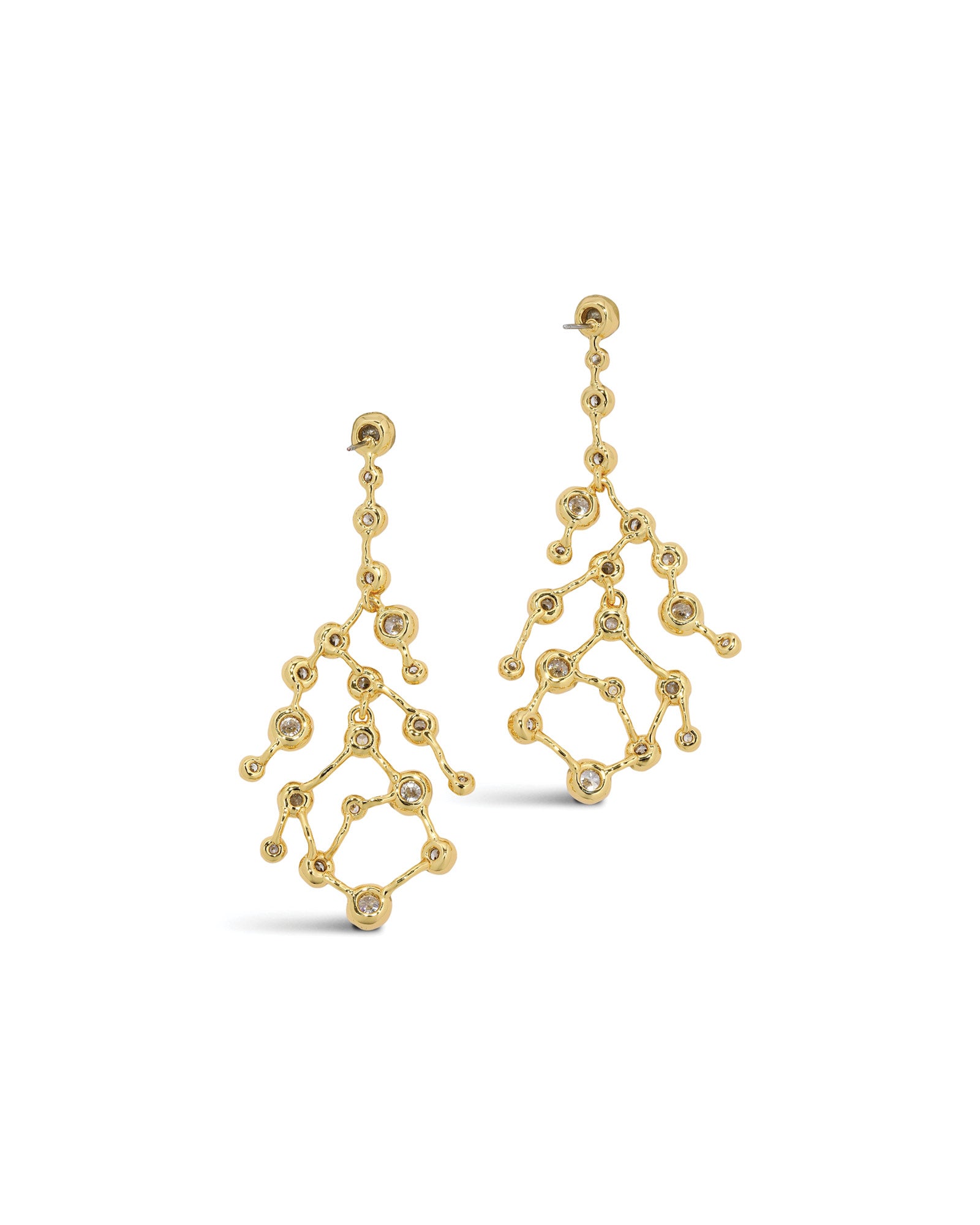 Asterales Gold CZ Celestial Earring 14k Gold Plated, Cubic Zirconia