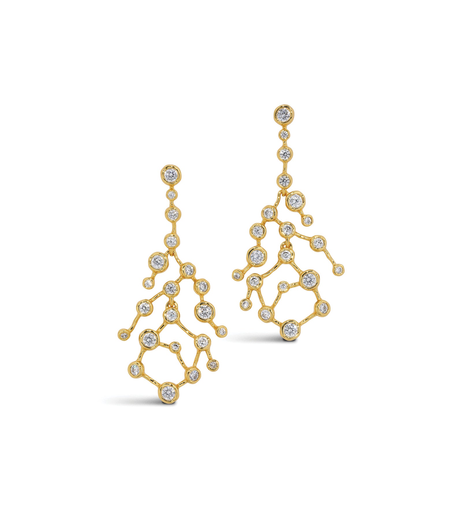 Asterales Gold CZ Celestial Earring 14k Gold Plated, Cubic Zirconia