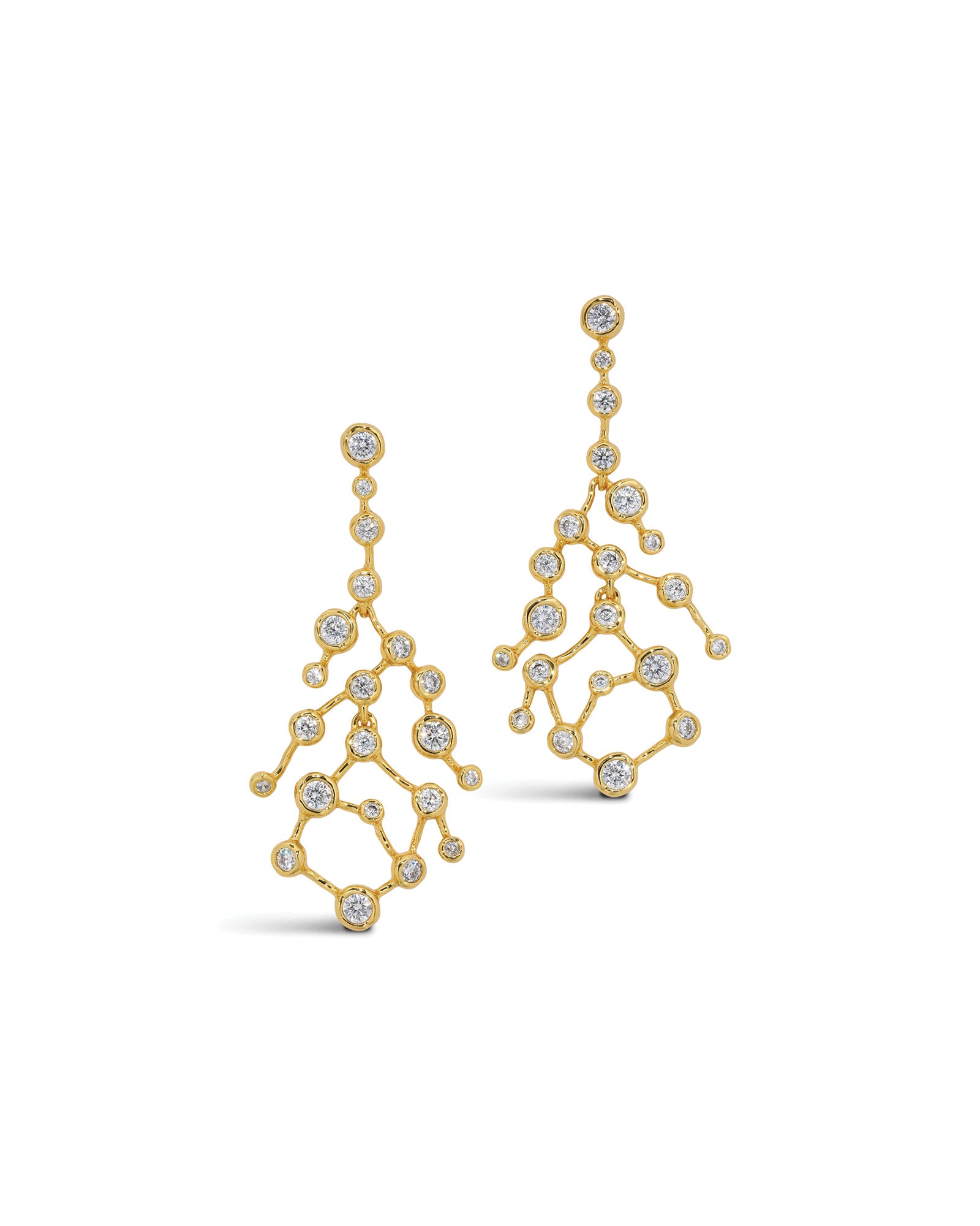 Asterales Gold CZ Celestial Earring 14k Gold Plated, Cubic Zirconia