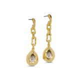 Asterales Gold Link Pear CZ Drop Earring 14k Gold Plated, Cubic Zirconia