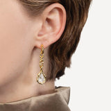 Asterales Gold Link Pear CZ Drop Earring 14k Gold Plated, Cubic Zirconia
