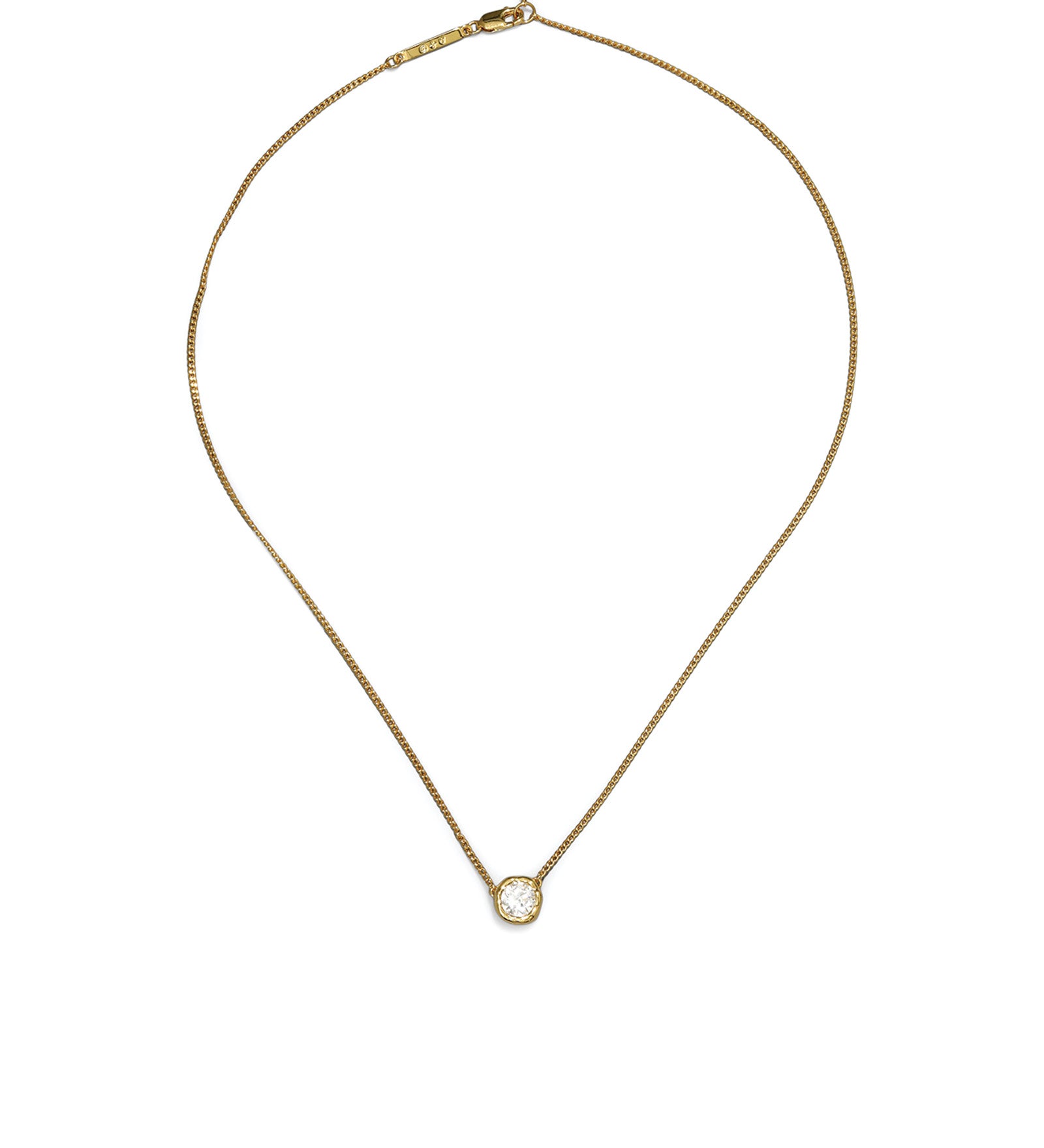 Asterales Gold Solitaire Necklace 14k Gold Plated, Cubic Zirconia
