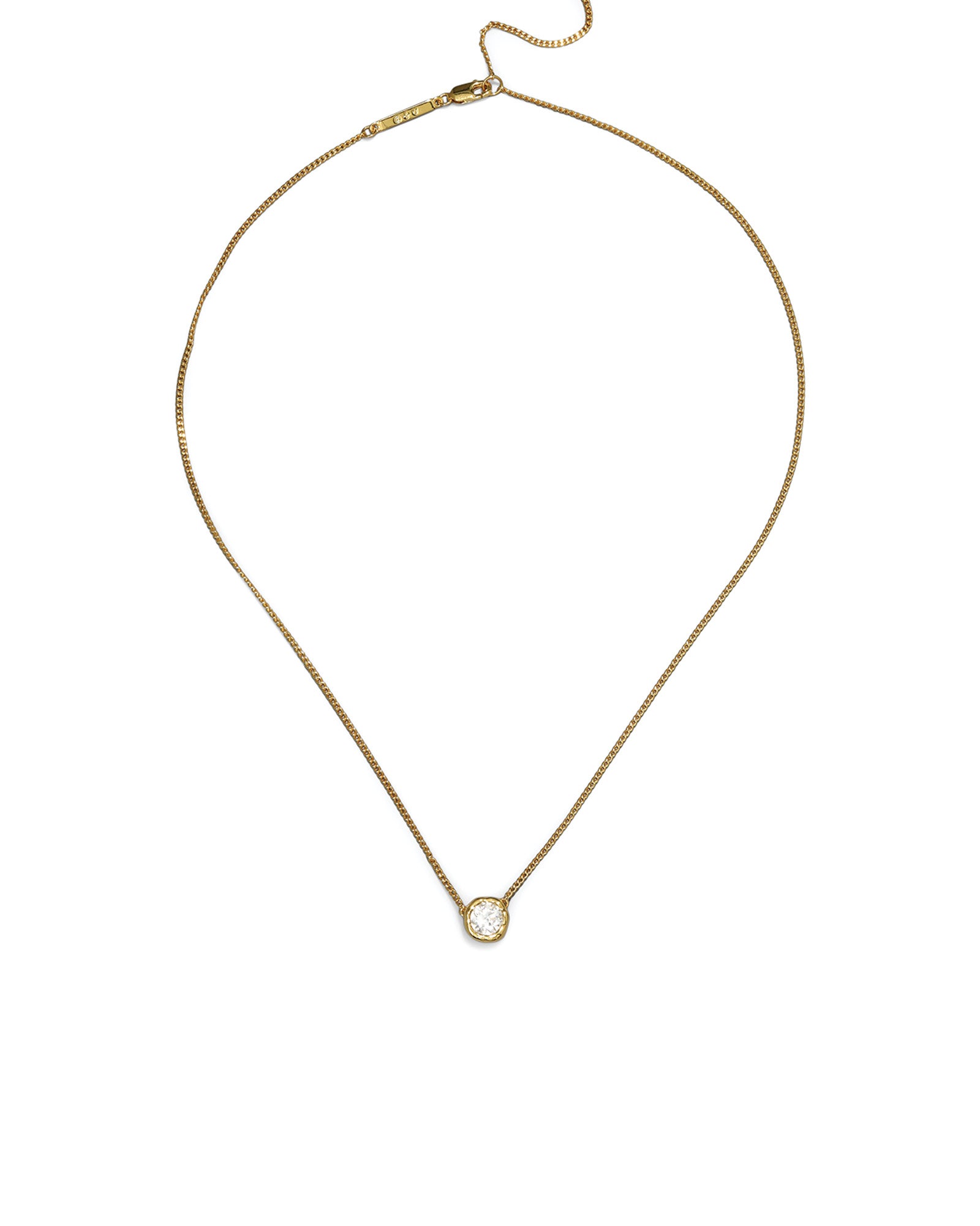 Asterales Gold Solitaire Necklace 14k Gold Plated, Cubic Zirconia