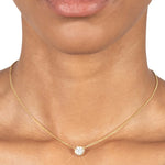 Asterales Gold Solitaire Necklace 14k Gold Plated, Cubic Zirconia