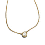 Asterales Gold Solitaire Necklace 14k Gold Plated, Cubic Zirconia