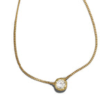 Asterales Gold Solitaire Necklace 14k Gold Plated, Cubic Zirconia