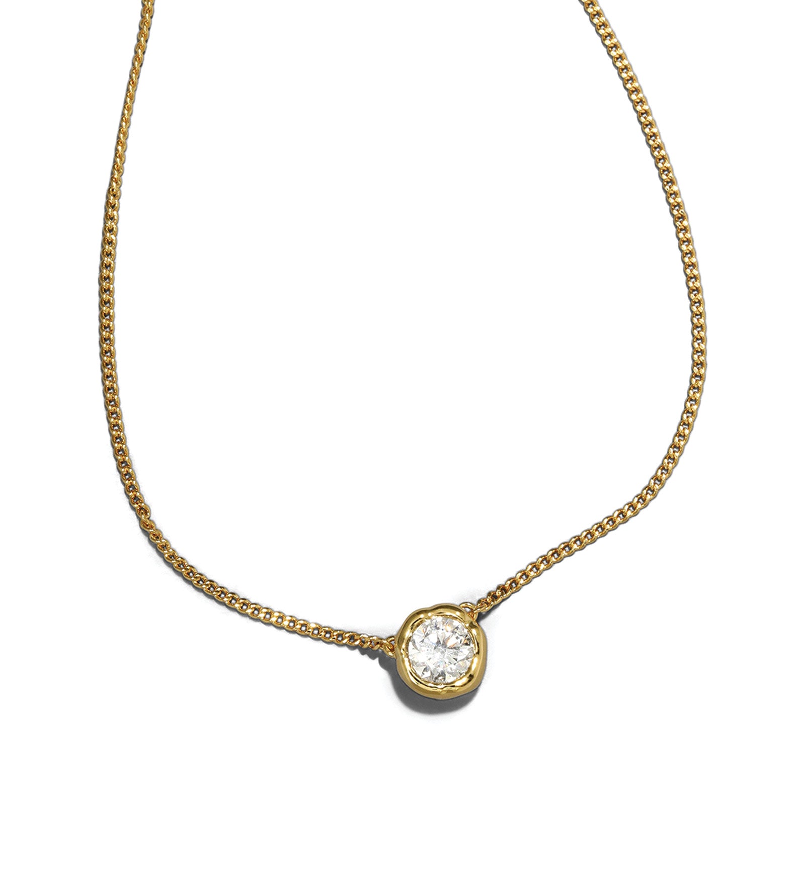 Asterales Gold Solitaire Necklace 14k Gold Plated, Cubic Zirconia