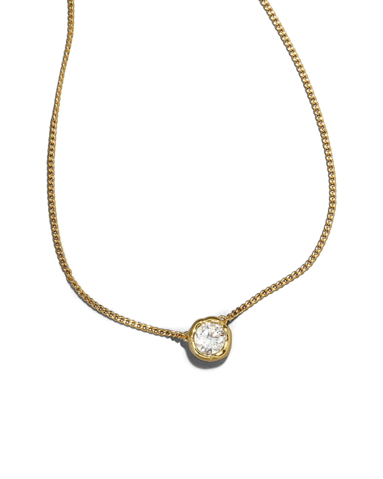 Asterales Gold Solitaire Necklace 14k Gold Plated, Cubic Zirconia