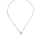 Asterales Silver Solitaire Necklace Rhodium Tone Plated, Cubic Zirconia