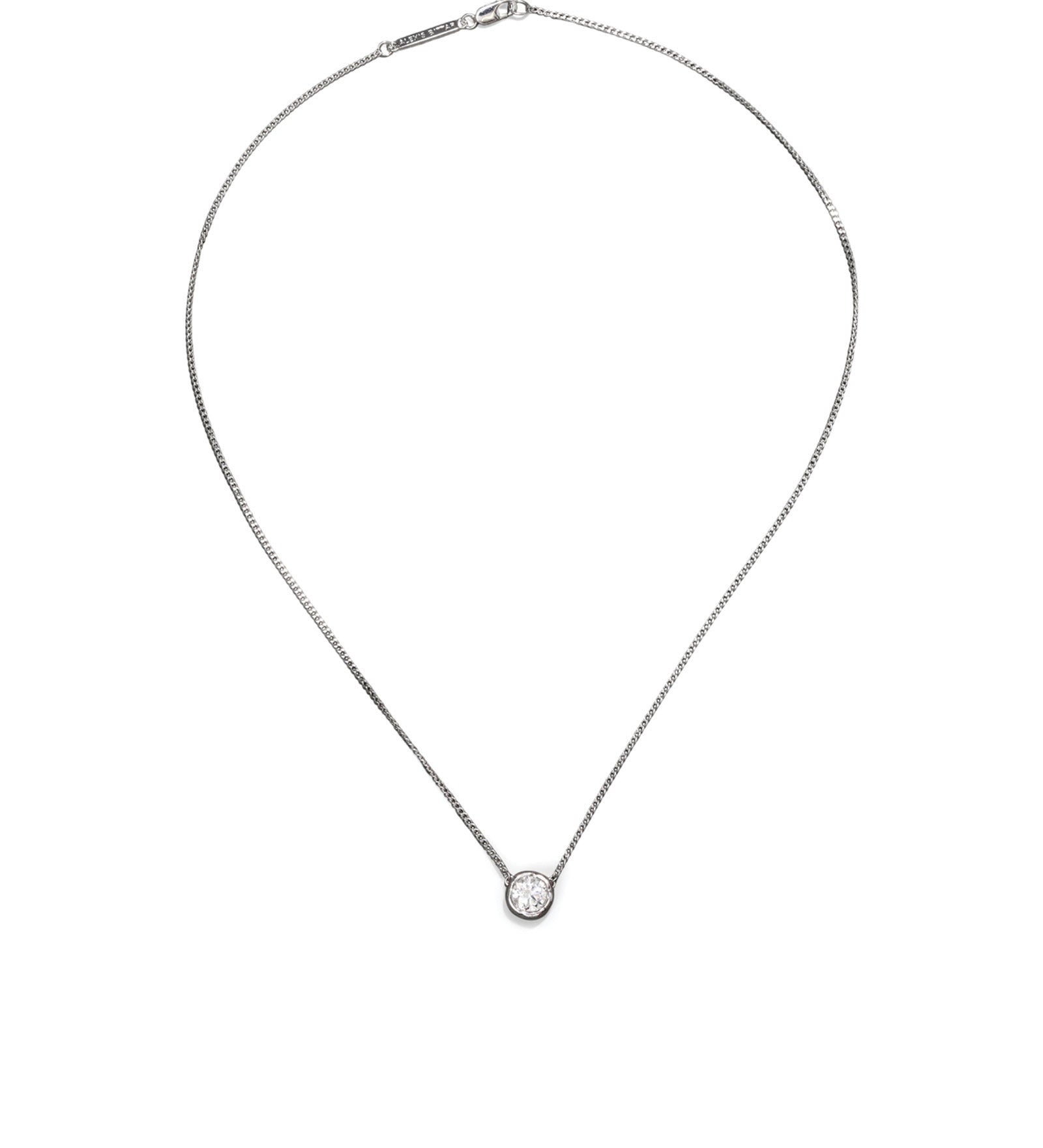 Asterales Silver Solitaire Necklace Rhodium Tone Plated, Cubic Zirconia