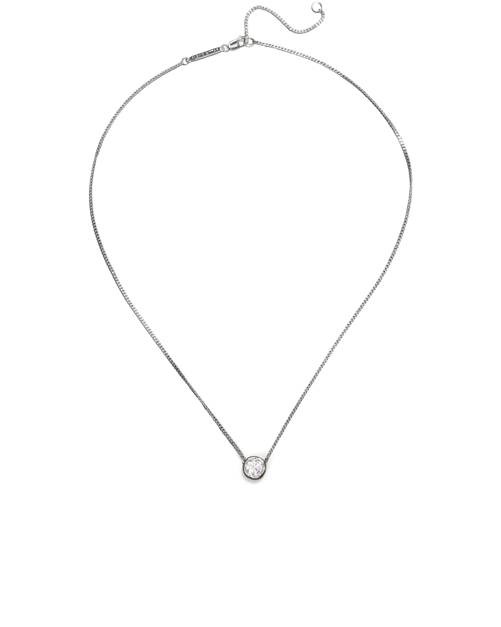 Asterales Silver Solitaire Necklace Rhodium Tone Plated, Cubic Zirconia
