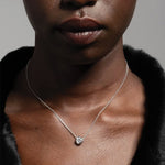 Asterales Silver Solitaire Necklace Rhodium Tone Plated, Cubic Zirconia