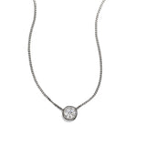 Asterales Silver Solitaire Necklace Rhodium Tone Plated, Cubic Zirconia