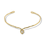 Asterales Gold Floating CZ Collar 14k Gold Plated, Cubic Zirconia