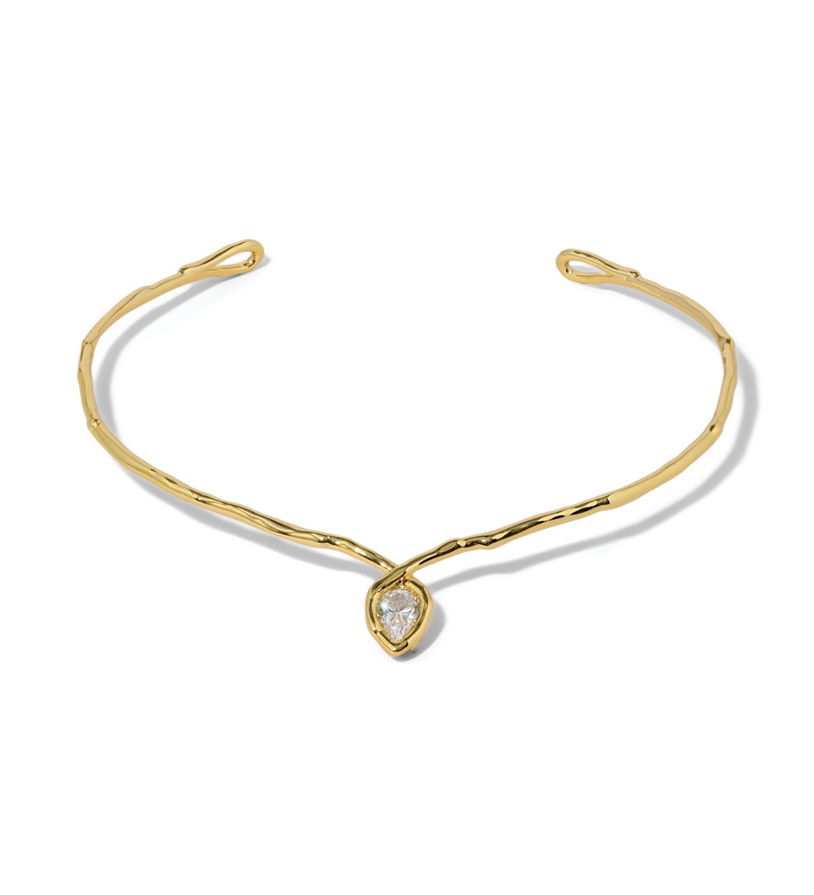 Asterales Gold Floating CZ Collar 14k Gold Plated, Cubic Zirconia