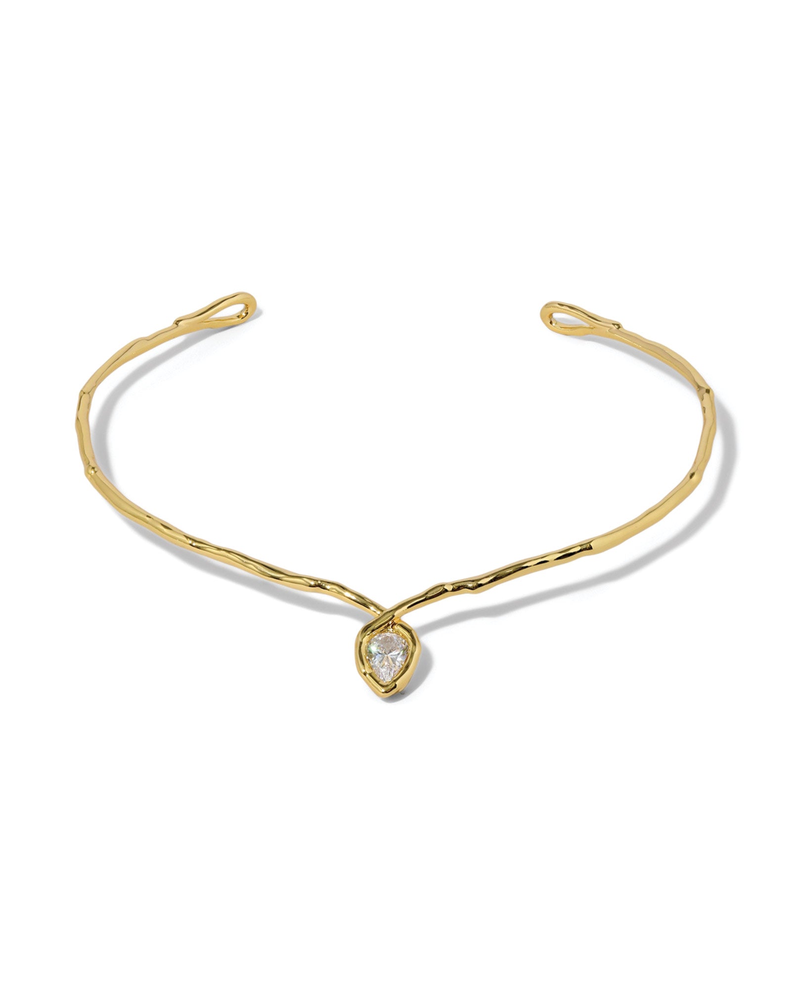 Asterales Gold Floating CZ Collar 14k Gold Plated, Cubic Zirconia