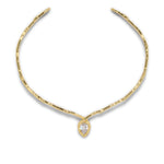 Asterales Gold Floating CZ Collar 14k Gold Plated, Cubic Zirconia