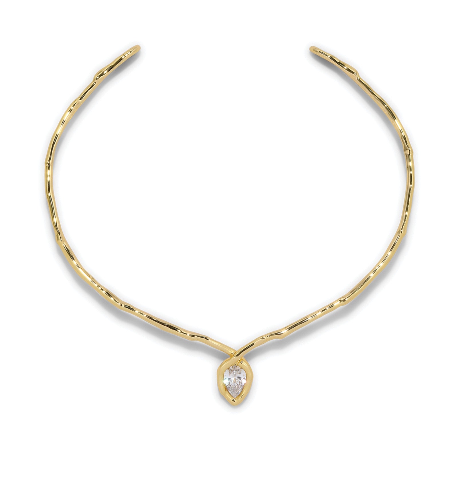 Asterales Gold Floating CZ Collar 14k Gold Plated, Cubic Zirconia
