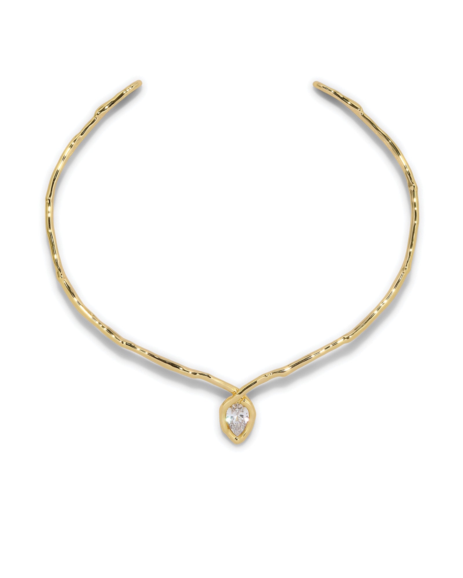 Asterales Gold Floating CZ Collar 14k Gold Plated, Cubic Zirconia
