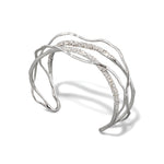 Solanes Crystal Cuff Bracelet Rhodium Tone Plated,  Crystal