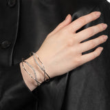 Solanes Crystal Cuff Bracelet Rhodium Tone Plated,  Crystal