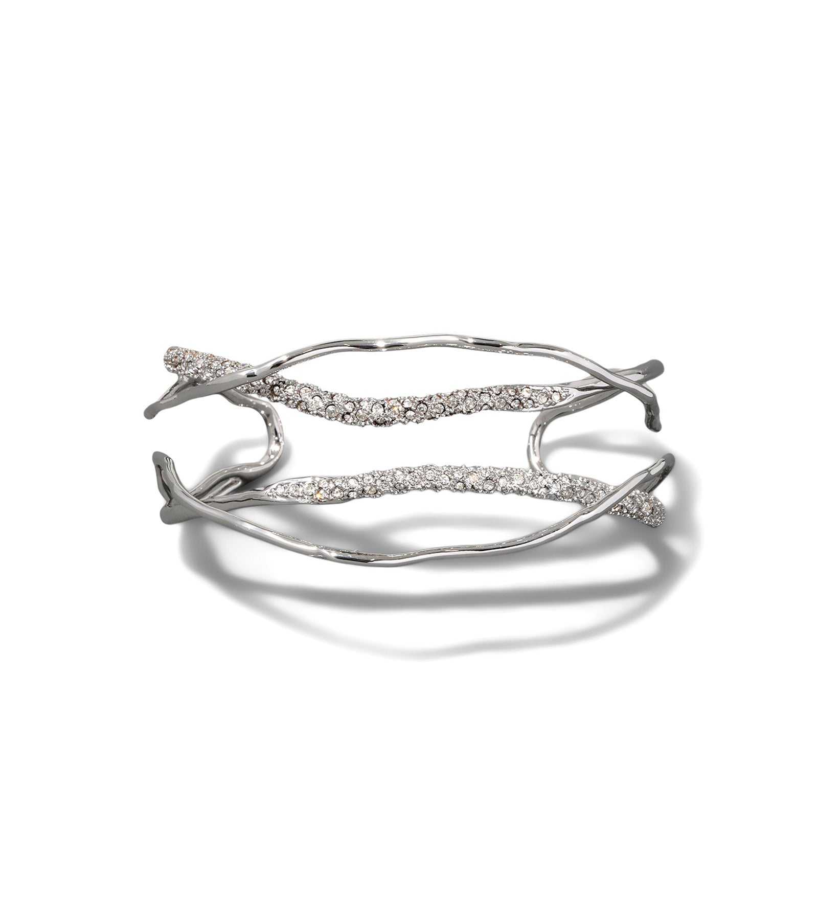 Solanes Crystal Cuff Bracelet Rhodium Tone Plated,  Crystal
